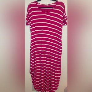 Yelete Pink and White Striped Dress